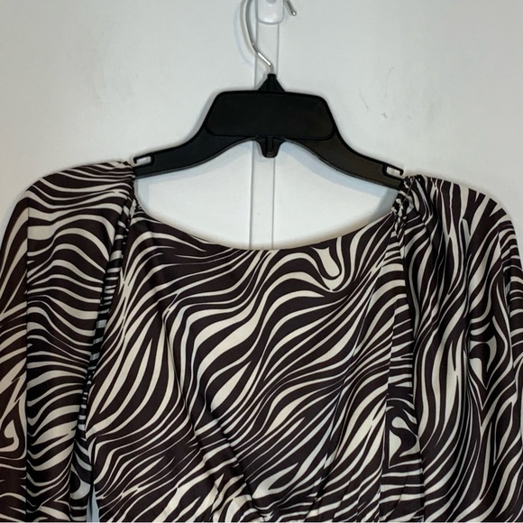 WAYF Heartbreaker Smock Waist Blouse in Espresso Zebra - Picture 8 of 13